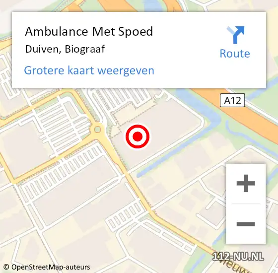 Locatie op kaart van de 112 melding: Ambulance Met Spoed Naar Duiven, Biograaf op 6 oktober 2022 11:13