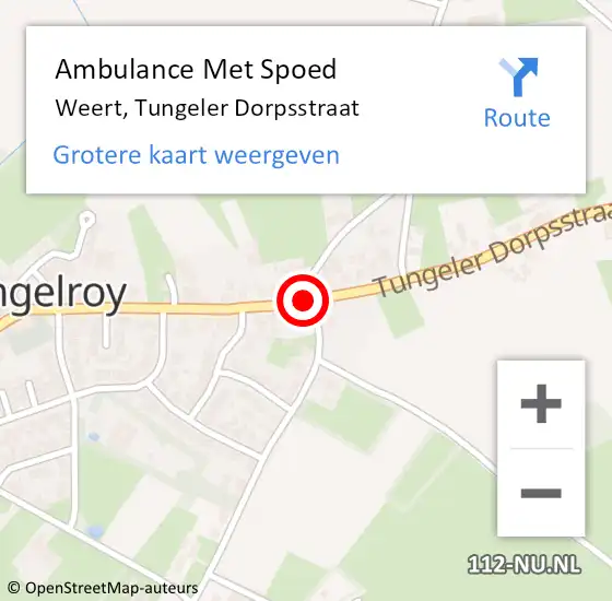 Locatie op kaart van de 112 melding: Ambulance Met Spoed Naar Tungelroy, Tungeler Dorpsstraat op 31 juli 2014 15:14