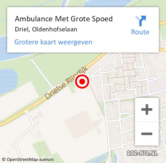 Locatie op kaart van de 112 melding: Ambulance Met Grote Spoed Naar Driel, Oldenhofselaan op 6 oktober 2022 11:50