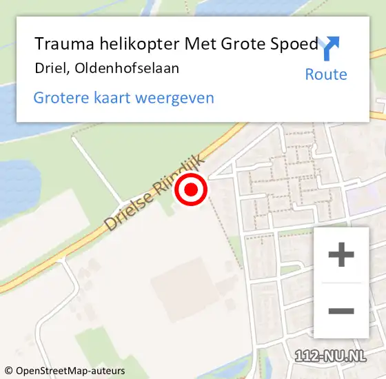 Locatie op kaart van de 112 melding: Trauma helikopter Met Grote Spoed Naar Driel, Oldenhofselaan op 6 oktober 2022 11:55