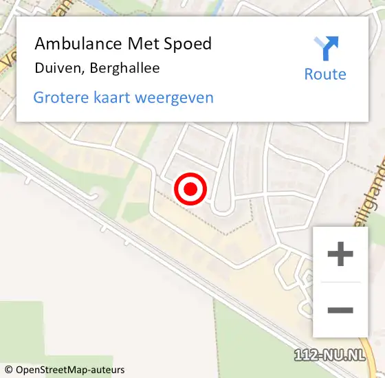 Locatie op kaart van de 112 melding: Ambulance Met Spoed Naar Duiven, Berghallee op 6 oktober 2022 11:57