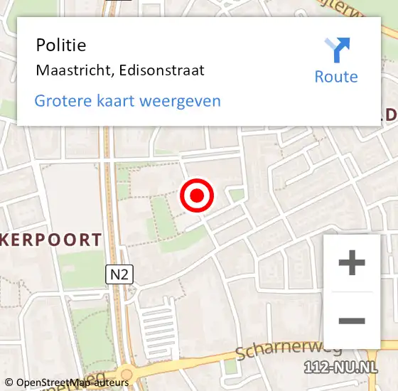 Locatie op kaart van de 112 melding: Politie Maastricht, Edisonstraat op 6 oktober 2022 11:58