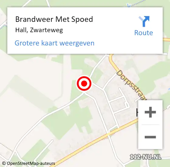 Locatie op kaart van de 112 melding: Brandweer Met Spoed Naar Hall, Zwarteweg op 6 oktober 2022 12:08