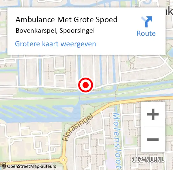 Locatie op kaart van de 112 melding: Ambulance Met Grote Spoed Naar Bovenkarspel, Spoorsingel op 6 oktober 2022 12:13