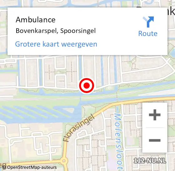 Locatie op kaart van de 112 melding: Ambulance Bovenkarspel, Spoorsingel op 6 oktober 2022 12:19