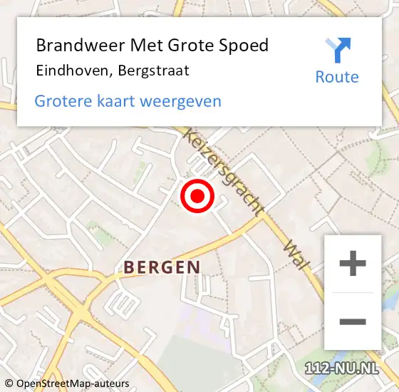 Locatie op kaart van de 112 melding: Brandweer Met Grote Spoed Naar Eindhoven, Bergstraat op 6 oktober 2022 12:34