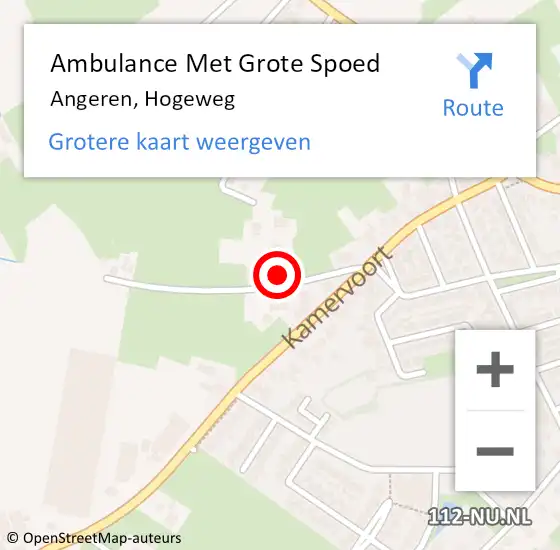 Locatie op kaart van de 112 melding: Ambulance Met Grote Spoed Naar Angeren, Hogeweg op 6 oktober 2022 12:46