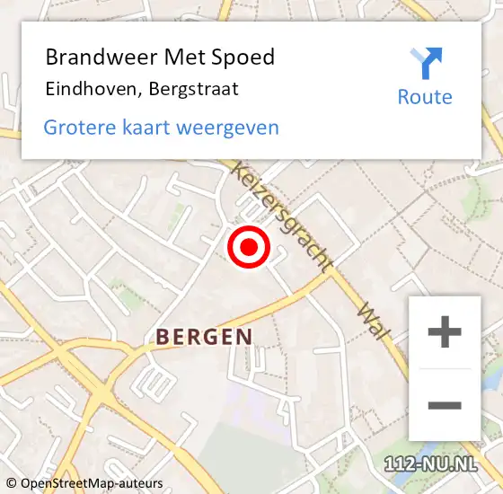 Locatie op kaart van de 112 melding: Brandweer Met Spoed Naar Eindhoven, Bergstraat op 6 oktober 2022 12:46