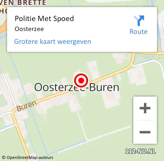 Locatie op kaart van de 112 melding: Politie Met Spoed Naar Oosterzee op 6 oktober 2022 13:06