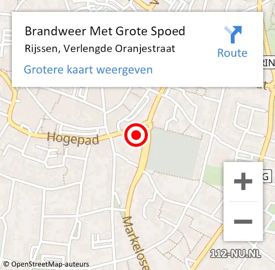 Locatie op kaart van de 112 melding: Brandweer Met Grote Spoed Naar Rijssen, Verlengde Oranjestraat op 6 oktober 2022 13:06