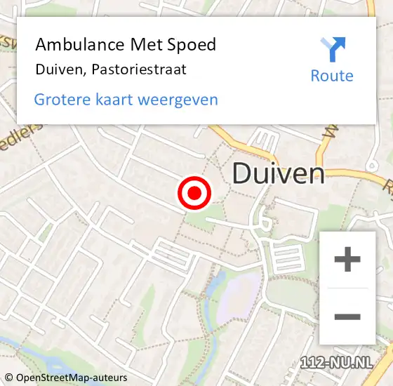 Locatie op kaart van de 112 melding: Ambulance Met Spoed Naar Duiven, Pastoriestraat op 6 oktober 2022 13:12