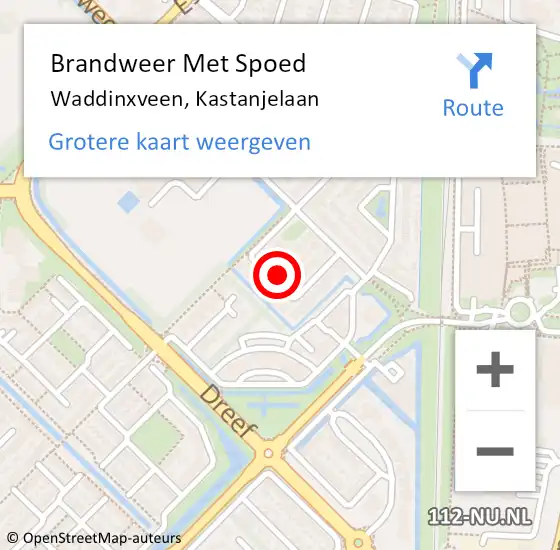 Locatie op kaart van de 112 melding: Brandweer Met Spoed Naar Waddinxveen, Kastanjelaan op 6 oktober 2022 13:33