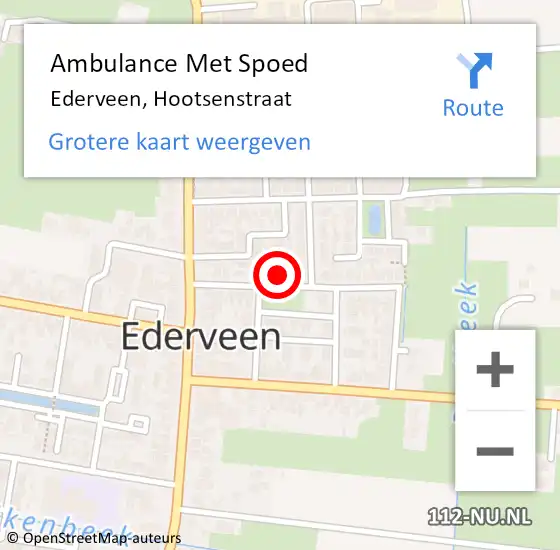 Locatie op kaart van de 112 melding: Ambulance Met Spoed Naar Ederveen, Hootsenstraat op 6 oktober 2022 13:48