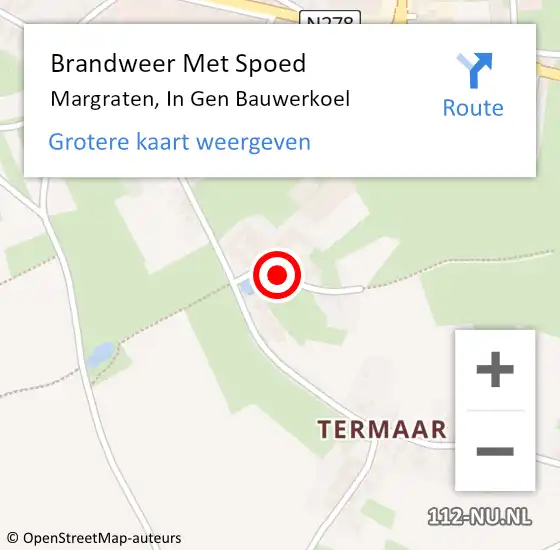 Locatie op kaart van de 112 melding: Brandweer Met Spoed Naar Margraten, In Gen Bauwerkoel op 6 oktober 2022 13:52