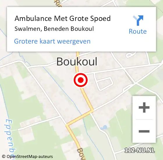 Locatie op kaart van de 112 melding: Ambulance Met Grote Spoed Naar Swalmen, Beneden Boukoul op 6 oktober 2022 14:16