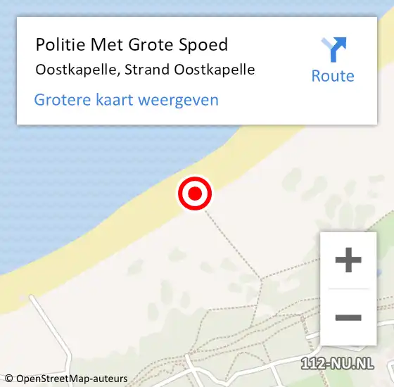 Locatie op kaart van de 112 melding: Politie Met Grote Spoed Naar Oostkapelle, Strand Oostkapelle op 6 oktober 2022 14:19