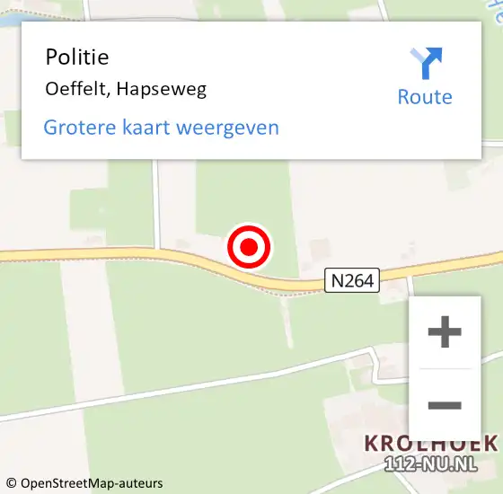 Locatie op kaart van de 112 melding: Politie Oeffelt, Hapseweg op 6 oktober 2022 14:20