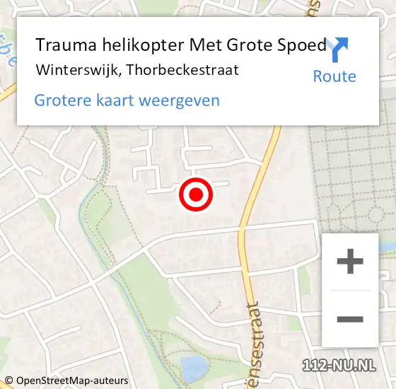 Locatie op kaart van de 112 melding: Trauma helikopter Met Grote Spoed Naar Winterswijk, Thorbeckestraat op 6 oktober 2022 14:34