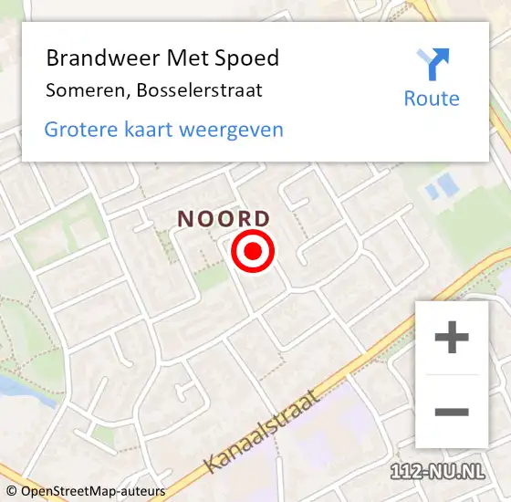 Locatie op kaart van de 112 melding: Brandweer Met Spoed Naar Someren, Bosselerstraat op 6 oktober 2022 14:47