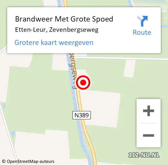 Locatie op kaart van de 112 melding: Brandweer Met Grote Spoed Naar Etten-Leur, Zevenbergseweg op 6 oktober 2022 14:53