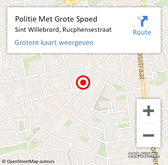 Locatie op kaart van de 112 melding: Politie Met Grote Spoed Naar Sint Willebrord, Rucphensestraat op 6 oktober 2022 15:03