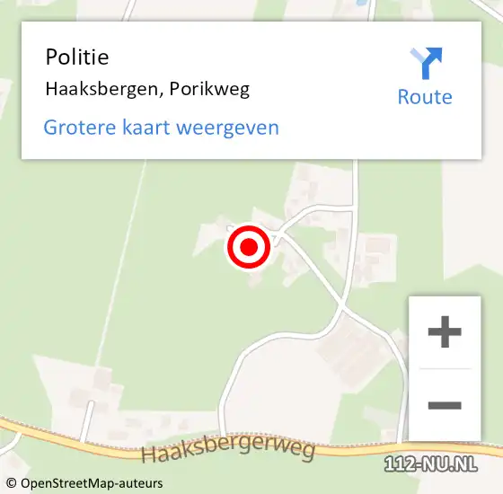 Locatie op kaart van de 112 melding: Politie Haaksbergen, Porikweg op 6 oktober 2022 15:08