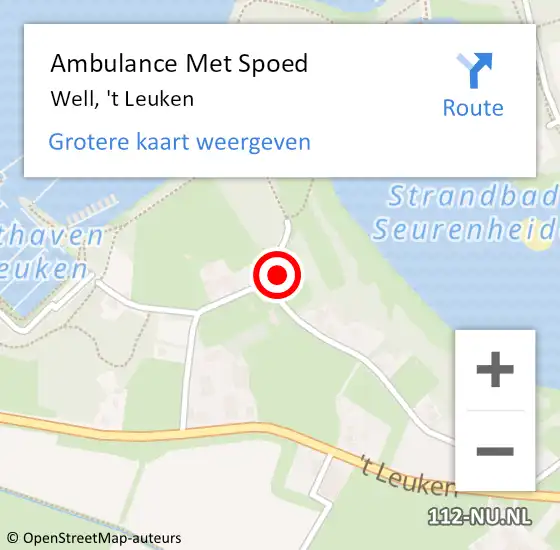 Locatie op kaart van de 112 melding: Ambulance Met Spoed Naar Well, 't Leuken op 6 oktober 2022 15:14