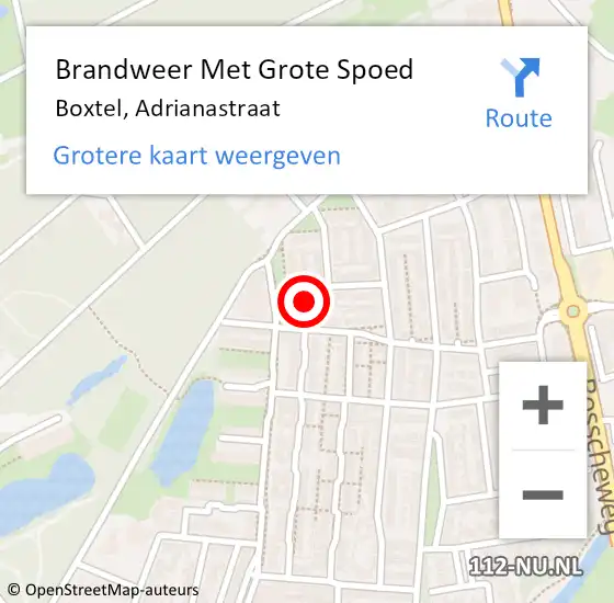 Locatie op kaart van de 112 melding: Brandweer Met Grote Spoed Naar Boxtel, Adrianastraat op 6 oktober 2022 15:19