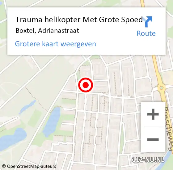 Locatie op kaart van de 112 melding: Trauma helikopter Met Grote Spoed Naar Boxtel, Adrianastraat op 6 oktober 2022 15:24