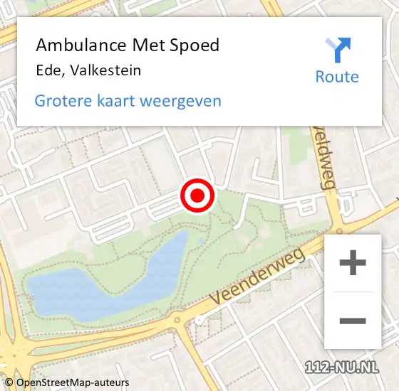 Locatie op kaart van de 112 melding: Ambulance Met Spoed Naar Ede, Valkestein op 6 oktober 2022 15:44