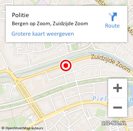 Locatie op kaart van de 112 melding: Politie Bergen op Zoom, Zuidzijde Zoom op 6 oktober 2022 15:47