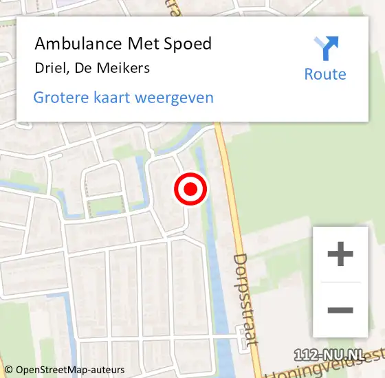 Locatie op kaart van de 112 melding: Ambulance Met Spoed Naar Driel, De Meikers op 6 oktober 2022 16:01