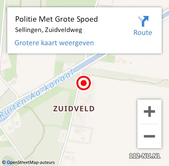 Locatie op kaart van de 112 melding: Politie Met Grote Spoed Naar Sellingen, Zuidveldweg op 6 oktober 2022 16:08