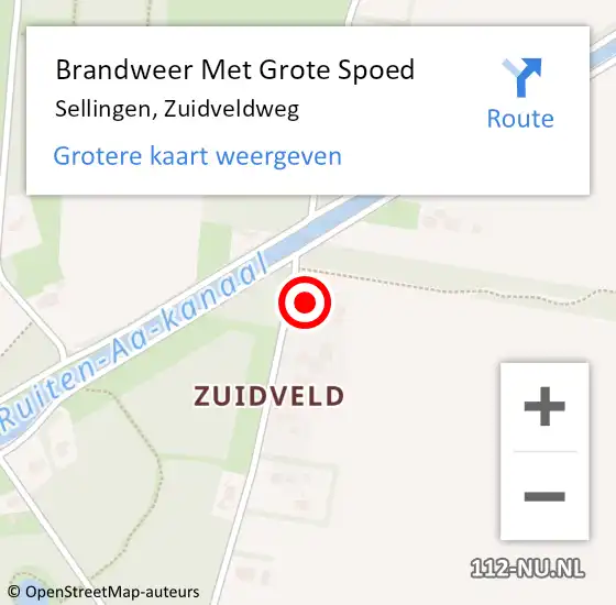 Locatie op kaart van de 112 melding: Brandweer Met Grote Spoed Naar Sellingen, Zuidveldweg op 6 oktober 2022 16:08