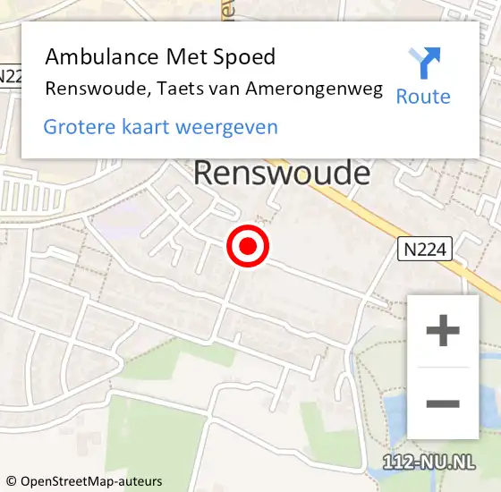 Locatie op kaart van de 112 melding: Ambulance Met Spoed Naar Renswoude, Taets van Amerongenweg op 6 oktober 2022 16:11