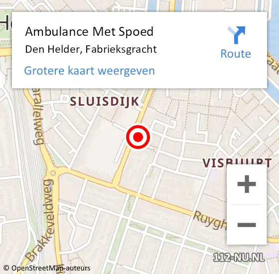 Locatie op kaart van de 112 melding: Ambulance Met Spoed Naar Den Helder, Fabrieksgracht op 6 oktober 2022 16:12