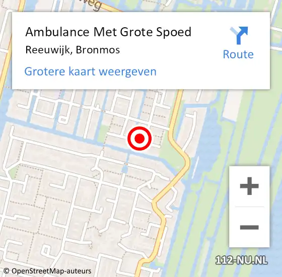 Locatie op kaart van de 112 melding: Ambulance Met Grote Spoed Naar Reeuwijk, Bronmos op 6 oktober 2022 16:25