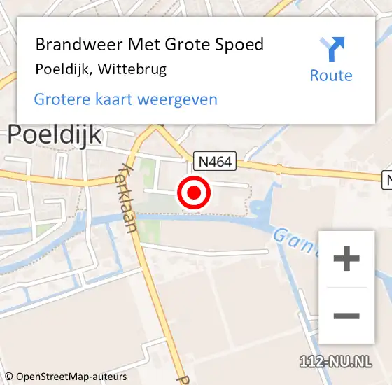 Locatie op kaart van de 112 melding: Brandweer Met Grote Spoed Naar Poeldijk, Wittebrug op 6 oktober 2022 16:36