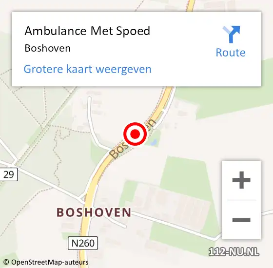 Locatie op kaart van de 112 melding: Ambulance Met Spoed Naar Boshoven op 10 oktober 2013 08:54