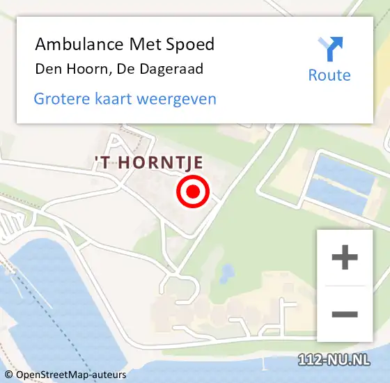 Locatie op kaart van de 112 melding: Ambulance Met Spoed Naar Den Hoorn, De Dageraad op 6 oktober 2022 16:42