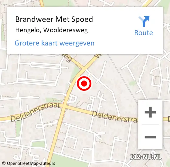 Locatie op kaart van de 112 melding: Brandweer Met Spoed Naar Hengelo, Woolderesweg op 6 oktober 2022 16:55