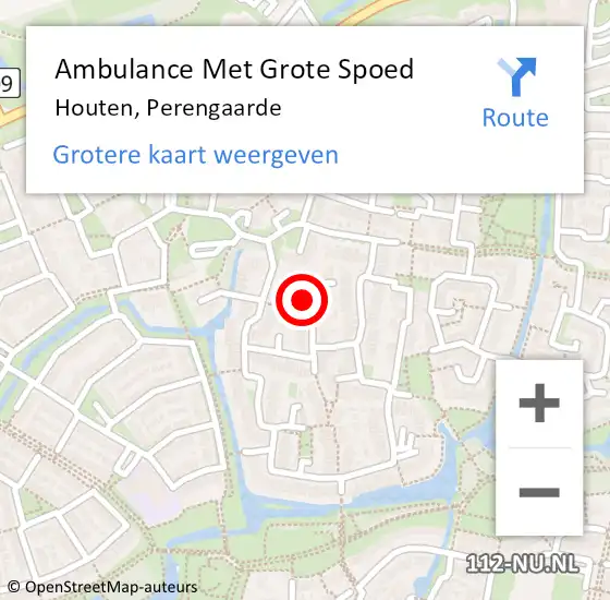 Locatie op kaart van de 112 melding: Ambulance Met Grote Spoed Naar Houten, Perengaarde op 31 juli 2014 15:54