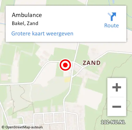 Locatie op kaart van de 112 melding: Ambulance Bakel, Zand op 6 oktober 2022 17:01