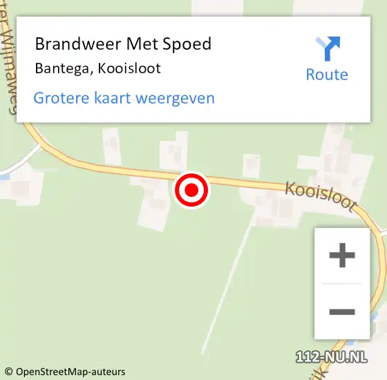 Locatie op kaart van de 112 melding: Brandweer Met Spoed Naar Bantega, Kooisloot op 6 oktober 2022 17:02