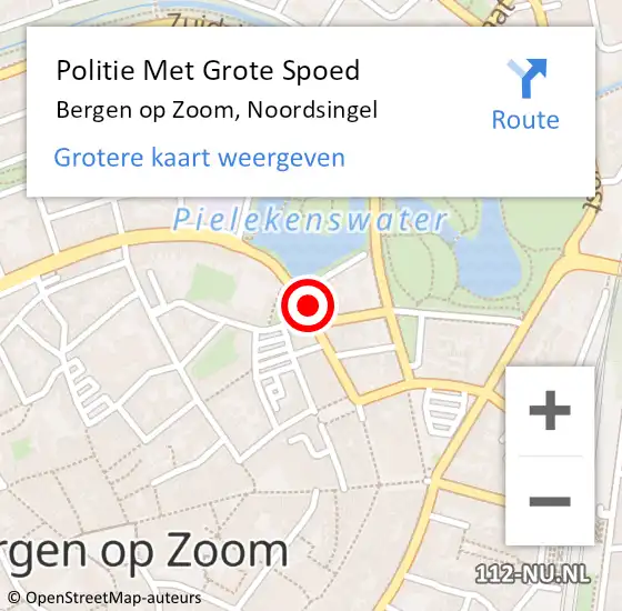 Locatie op kaart van de 112 melding: Politie Met Grote Spoed Naar Bergen op Zoom, Noordsingel op 6 oktober 2022 17:05