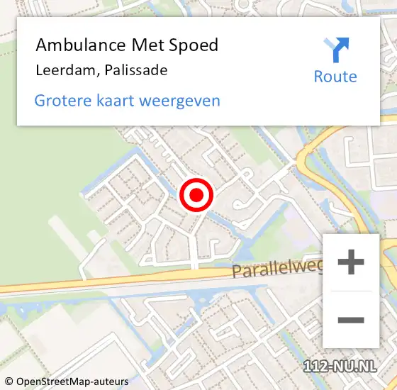 Locatie op kaart van de 112 melding: Ambulance Met Spoed Naar Leerdam, Palissade op 6 oktober 2022 17:06