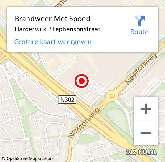 Locatie op kaart van de 112 melding: Brandweer Met Spoed Naar Harderwijk, Stephensonstraat op 6 oktober 2022 17:10