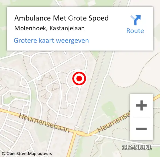 Locatie op kaart van de 112 melding: Ambulance Met Grote Spoed Naar Molenhoek, Kastanjelaan op 6 oktober 2022 17:17