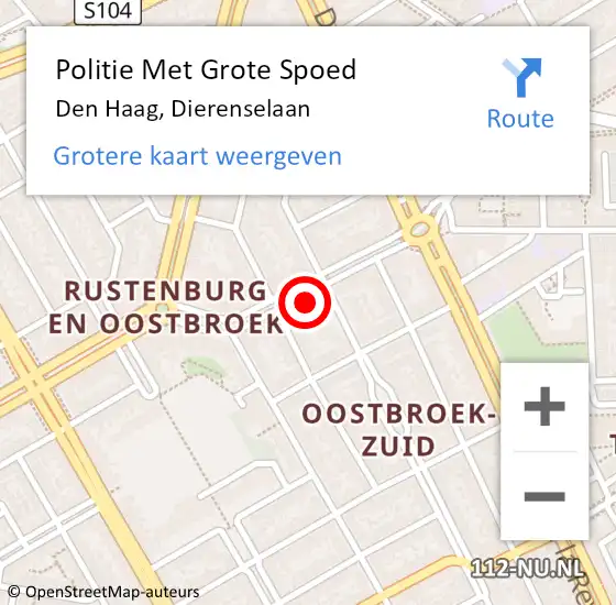 Locatie op kaart van de 112 melding: Politie Met Grote Spoed Naar Den Haag, Dierenselaan op 6 oktober 2022 17:39