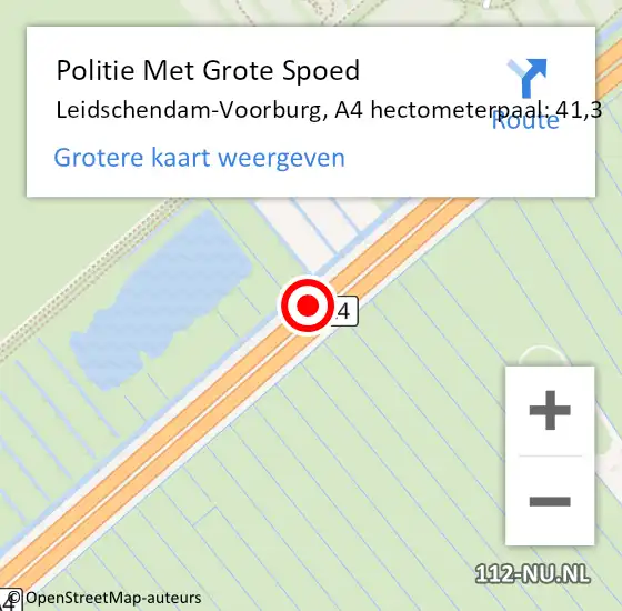 Locatie op kaart van de 112 melding: Politie Met Grote Spoed Naar Leidschendam-Voorburg, A4 hectometerpaal: 41,3 op 6 oktober 2022 17:41